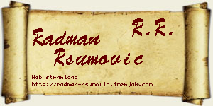 Radman Ršumović vizit kartica